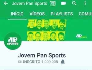 O Print da Conta "Jovem Pan Sports" no YouTube feito pelo Fausto Favara!